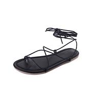 Sandalias planas de verano para mujer, sandalias con cordones para mujer, cómodas sandalias para mujer, con correa en el tobillo, antideslizantes, zapatos de verano, trenzados, informales, puntera