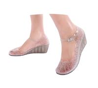 Sandalias planas elegantes con plantilla de confort y tira decorativa de cristal para uso diario y ocasiones (White, 37)