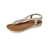 Sandalias Planas Mujer Desnuda | Entre-Dedd con Bridas Finas Múltiples, Adorno Brillante, Brida Trasera, Parte Posterior, Suela Antideslizante, Talla Grande | Estilo Bohemio Playa Casual Verano, 01