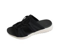 Sandalias Planas Mujer Mulas Abiertas Desnuda Claquetas | Malla, Malla Calada, Punta Abierta Peep Toe, Cortes Laterales, Cordones, Suela Gruesa Cranteada, Slip-On Enhebrar | Verano Ciudad Playa, 01
