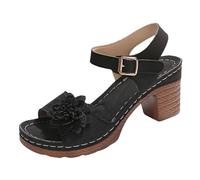 Sandalias Planas Mujer-Sandalias De Verano para Mujer, con Flores Lisas, Correa De Hebilla, Informales, con Punta Abierta, Tacones Cuadrados, CóModas, para Playa Cunas Mujer