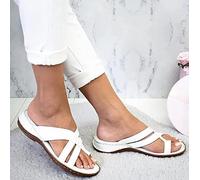 Sandalias planas ortopédicas con corrección de juanetes para mujer, con soporte de arco, puntera abierta, de piel, para uso casual de verano, 002, 43EU