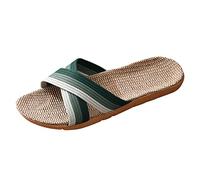 Sandalias planas para el hogar, unisex, de lino, tela de malla, transpirable, antideslizante, cómoda, suela suave, pantuflas lavables, para mujer y hombre, pantuflas de baño para invitados, zapatillas