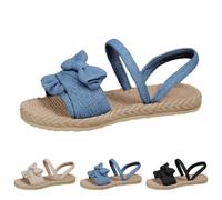 Sandalias planas para mujer, a la moda, informales, cómodas, suaves, con lazo, decoración de lazo, puntera abierta, color sólido, sandalias de doble correa para verano, senderismo, vacaciones en la