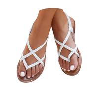 Sandalias planas para mujer, a la moda, trenzadas, con puntera trenzada, con tiras, para primavera y verano, zapatos con tira trasera, para mujer, informales, viajes, transpirables, sandalias de