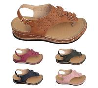 Sandalias planas para mujer Chanclas Separadores de dedos Cómodo Zapatos de verano Antiguos Versátiles Sandalias romanas Hebilla Peep Toe Zapatos de playa transpirables resistentes al óxido, caqui, 40