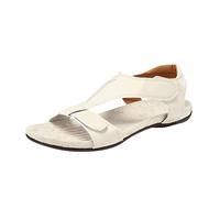 Sandalias planas para mujer, cómodas, ortopédicas, elegantes, zapatos de verano ortopédicos, suelas suaves con plantilla de verano, transpirables, sandalias peep toe para el tiempo libre, Blanco, 40