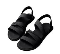 Sandalias planas para mujer de ajuste ancho, sandalias con correa al tobillo para mujer, ligeras, sin espalda, con correa trasera, transpirables, puntera abierta, antideslizantes, cómodas, zapatos de