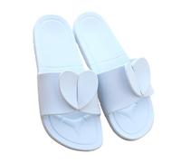 Sandalias planas para mujer, diseño de corazón 3D, informales, puntera abierta, para verano, para interiores y exteriores, azul celeste, 38 EU