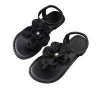 Sandalias planas para mujer, diseño de flores del Reino Unido, puntera abierta, elásticas, ligeras, cómodas, para vacaciones, fiestas, Black, 38 EU