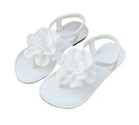 Sandalias planas para mujer, diseño de flores del Reino Unido, puntera abierta, elásticas, ligeras, cómodas, para vacaciones, fiestas, White, 38 EU