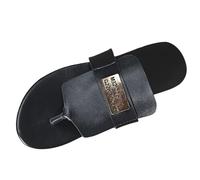 Sandalias planas para mujer, sandalias abiertas para caminar, pantuflas de vacaciones, pantuflas de verano, zapatos de ocio, sandalias de playa, zapatillas de baño, zapatillas de verano, Negro , 36