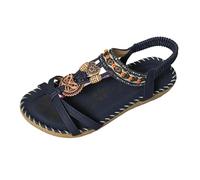 Sandalias planas para mujer, sandalias bohemias de verano con perlas de diamantes de imitación, plantilla suave, zapatos de playa, cómodos zapatos de verano, sandalias planas, sandalias de playa con