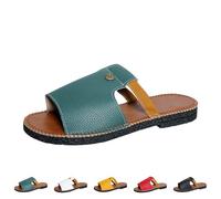 Sandalias planas para mujer, suaves, a la moda, puntera abierta, zapatos casuales de verano, cómodas, anchas, para caminar, sandalias ligeras para vacaciones en la playa, Green, 40.5 EU