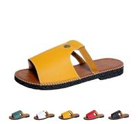 Sandalias planas para mujer, suaves, a la moda, puntera abierta, zapatos casuales de verano, cómodas, anchas, para caminar, sandalias ligeras para vacaciones en la playa, Amarillo, 39 EU
