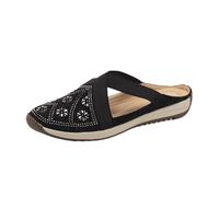 Sandalias planas para mujer, zapatos casuales para caminar, zapatos de playa de verano para mujer, Negro, 42 EU