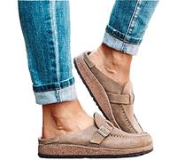 Sandalias Planas para Mujer Zuecos de Verano Zapatilla Plana de Gamuza Punta Redonda Sin Respaldo Resbalón en los Zapatos Mocasines Cómodos Zapatos de Barco de Moda para Mujer con Punta Cerrada