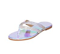 Sandalias planas, sandalias ligeras para mujer, coloridas, brillantes, tallas grandes, chanclas cruzadas, elegantes chanclas de moda, sandalias de discoteca con lentejuelas, multicolor, 38 EU