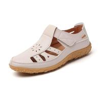 Sandalias planas sólidas para mujer 2026 Falt Beach Spring Fashion Summer Cutout Work Office Fashion Spring 2026 Ladies Dressy Flat Sandals Western, beige, 38 EU