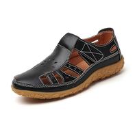 Sandalias planas sólidas para mujer 2026 Falt Beach Spring Fashion Summer Cutout Work Office Fashion Spring 2026 Ladies Dressy Flat Sandals Western, Black, 40 EU