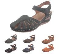 Sandalias Plataforma Mujer Comodas Verano Cerradas Sandalias Elegantes De Vestir Cuero Zapatos Romanas Punta Cerrada Retro Hollow Out Moda Sandalia Antideslizantes Cuña Flexibles Novia Senderismo 2025