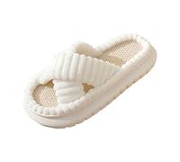 Sandalias Plataforma Para Mujeres Vestidas Zapatillas de interior para mujer, zapatos cálidos de invierno con bordado para comodidad casual Range Zapatos Abrigo, blanco, 37 EU