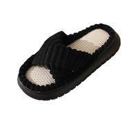 Sandalias Plataforma Para Mujeres Vestidas Zapatillas de interior para mujer, zapatos cálidos de invierno con bordado para comodidad casual Range Zapatos Abrigo, Le Noir, 39 EU