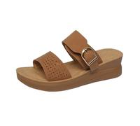 Sandalias Playa Mujer Chanclas de Piscina Sandalias de Cuña Para Mujer Verano: Tacón Cómodas Con Soporte Para El Del Pie Zapatos Casuales Barefoot Chanclas (Brown 43)