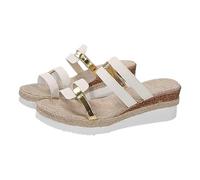 Sandalias Playa Mujer Sandalia Cuña Comoda Sandalias de Cuña Para Mujer Informales Con Punta Abierta Gruesas Cómodas Y Sin Cordones Negras Tacon Chanclas Cerradas (White 39)