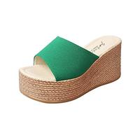 Sandalias Playa Mujer Verano Chanclas de Cuña Zapatillas de Cuña Informales Con Punta En El Dedo Del Pie Zapatillas Zapatos Para Mujer Sandalias Deportivas Chanclas (Green 41)