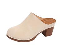 Sandalias Punta Cerrada Mujer Verano Cómodo - Sandalia Tacón Ortopédico Mujer Mulas De Tacón Bloque Zapato Retro Vintage Sandalette Para Caminar Zapatos Casuales Mula De Gran Tamaño Sandalette, beige