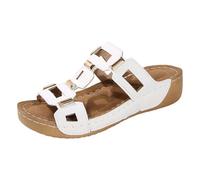 Sandalias robustas para mujer, sandalias ligeras ortopédicas, zapatos de verano bohemios, para Oktoberfest, para natación, cómodas, de playa, de piel, para fiesta en la piscina, cócteles, 01 blanco