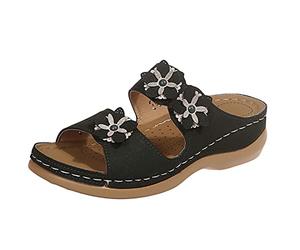 Sandalias robustas para mujer, sandalias planas ortopédicas, zapatos de verano bohemios, zapatos de agua, zapatos de natación, zapatos de playa, zapatos ligeros, zapatos de playa, zapatos de piel para