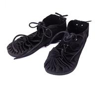 Sandalias romanas con cordones medievales de cuero - Zapatos vikingos para mujer - Verano hippie - Unisex - Vacaciones, Negro , 37 EU