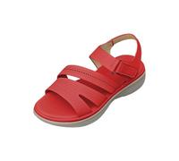 Sandalias romanas con talón inclinado lateral para mujer, con cinturón hueco, parte inferior adhesiva, sandalias romanas de moda de verano para mujer, Red, 38 EU