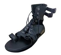 Sandalias romanas de piel para hombre, zapatos de verano, zapatos de playa, elegantes, ligeras, para exteriores, ortopédicas, de trekking, clásicas, antideslizantes, deportivas, Negro , 39 EU