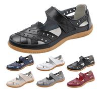 Sandalias Romanas Mujer Cuero Zapatos Verano Frente Cerrado Mujer Negro, Sandalias Planas Elegantes Sandalias Ortopédicas al Aire Libre Suelas Suave Sandalias Casual Sandalias Ligeras Mujer, Vino, 41