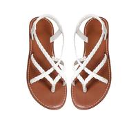 Sandalias romanas planas con puntera de clip para mujer, sandalias de natación para mujer, White, 7 UK 3X-Narrow