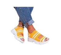 Sandalias Sandalias Planas de para Mujer Sandalias cómodas con Soporte para el Arco Sandalias para Caminar de Verano para Deportes al Aire Libre Playa Viajar Sandalias Romanas,Yellow,US6/EU37