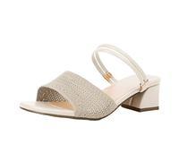 Sandalias Tacon Bajo Sandalias De Verano Mujer Pantuflas De Verano para Mujer Nuevas Punto Tacón Medio con Una Palabra Informales Cómodas con Sandalia Cuña Negras (Beige 37)