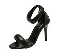 Sandalias Tacon Mujer Sandalias Mujer Plataforma Mujeres Cuero Artificial Color Sólido Cremallera Casual Punta Redonda Tacones Altos Zapatos Solos Sandalia Plana Sandalia (Black 41)