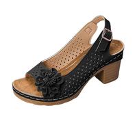Sandalias Tacón Mujer Sandalias Mujer Tacón Sandalia Verano Cómodo Sandalias Tacones Altos Con Cordones Peep Toe Cómodo Con Correa De Tobillo Verano Con Tacón Zapatos Verano, B Le Noir, 36 EU