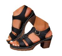 Sandalias Tacón Mujer Sandalias Mujer Tacón Sandalia Verano Cómodo Tacones Altos Con Cordones Punta Abierta Confort Con Tobillo Correa De Tobillo Pescado Boca Zapatos Verano, Le Noir 3, 39 EU