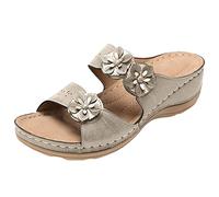 Sandalias Tacón Mujer Sandalias Mujer Verano Cómodas, Mulas de Cuero Vintage, Plataforma, Cuentos, Zapatillas Prima Ortopédicas, Zapatillas De Playa De Verano Talla Sandalia Plana Mujer, gris claro