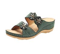 Sandalias Tacón Mujer Sandalias Mujer Verano Cómodas, Mulas de Cuero Vintage, Plataforma, Cuentos, Zapatillas Prima Ortopédicas, Zapatillas De Playa De Verano Talla Sandalia Plana Mujer, verde, 38 EU