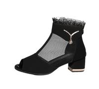 Sandalias Tacon Mujer Sandalias Verano Comodas Fashion Casual Sandals Women'S Round Slipon Shoes Toe Breathable Women'S Sandals Sandalia De Senderismo Mujer Plateadas (Black 38)