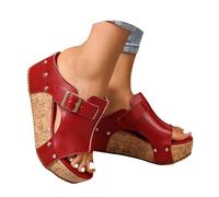 Sandalias tipo chancla estilo boho con tacón de grueso, tira entre los dedos, ideales para la playa, el verano y para caminar cómodamente. Soporte arqueado