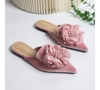 Sandalias tipo mule con punta para mujer, estilo verano 2025, Rosa, Elegantes, con faldas, Estilo francés, Versátiles, Florales, Sandalias casuales, Zapatos para mujer