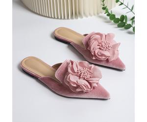 Sandalias tipo mule con punta para mujer, estilo verano 2025, Rosa, Elegantes, con faldas, Estilo francés, Versátiles, Florales, Sandalias casuales, Zapatos para mujer