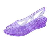Sandalias transparentes de gelatina para mujer, tacón de cuña bajo, puntera abierta, zapatos de verano para mujer, sandalias de playa retro transparentes con tira trasera, calzado casual, Purple, 37.5